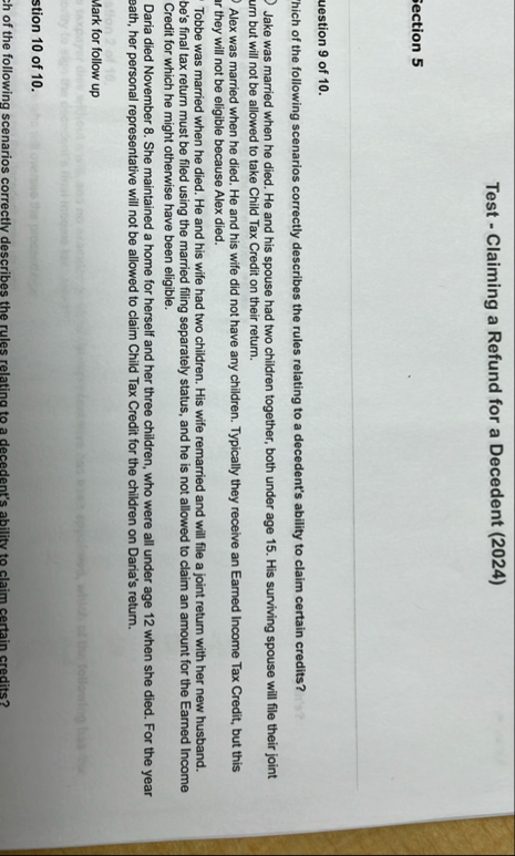 Test - Claiming a Refund for a Decedent ( 2 0 2 4