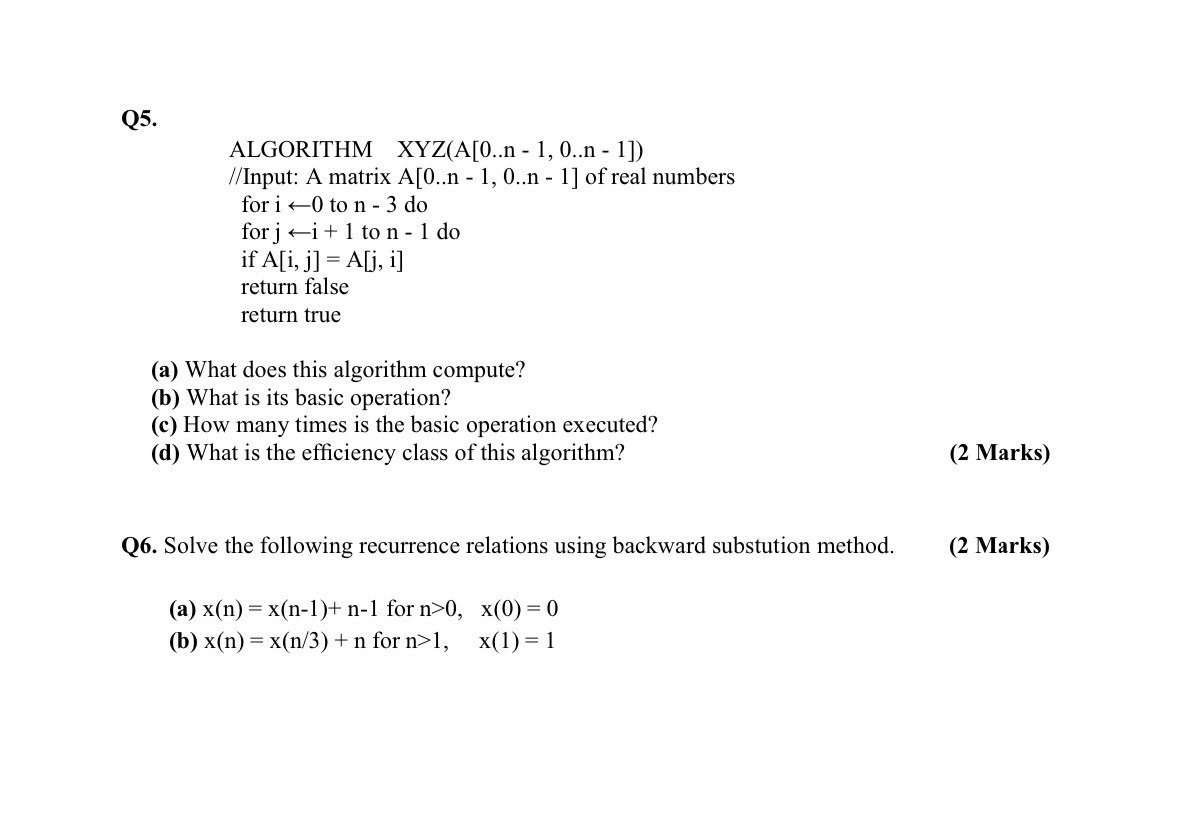 Q 5 . ( a ) What does this algorithm compute? ( b