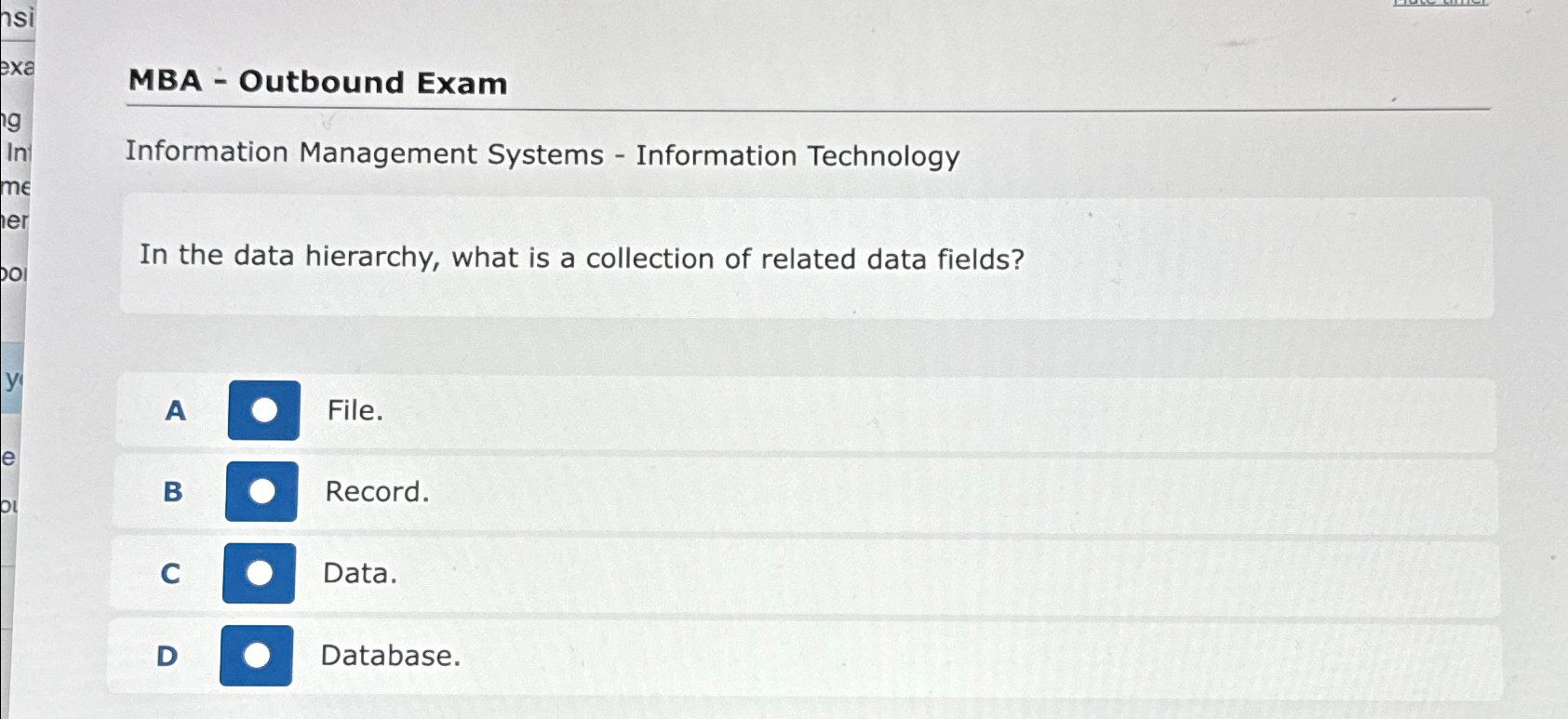 MBA - Outbound Exam Information Management