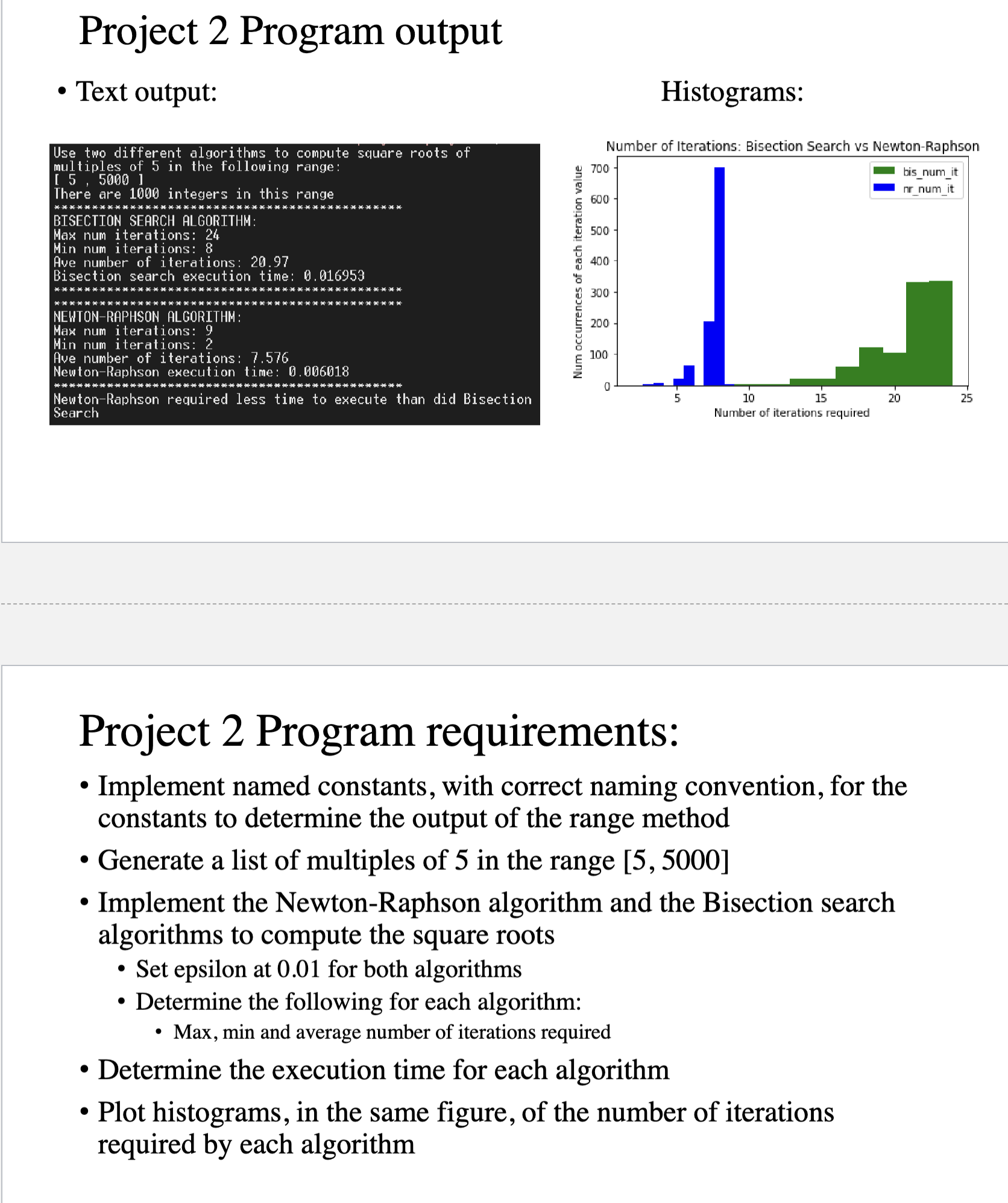 Histograms: Project 2 Program requirements: