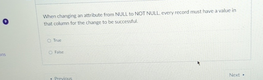 When changing an attribute from NULL to NOT NULL,