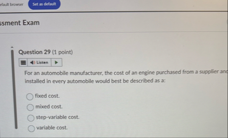 pfault browser ssment Exam Question 2 9 ( 1 point
