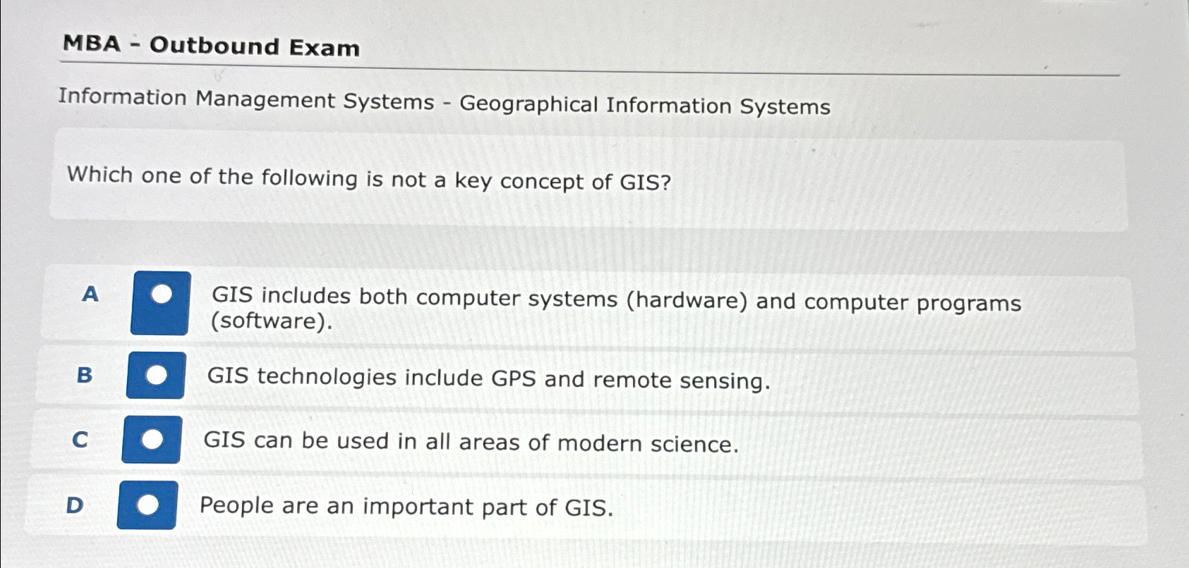 MBA - Outbound Exam Information Management
