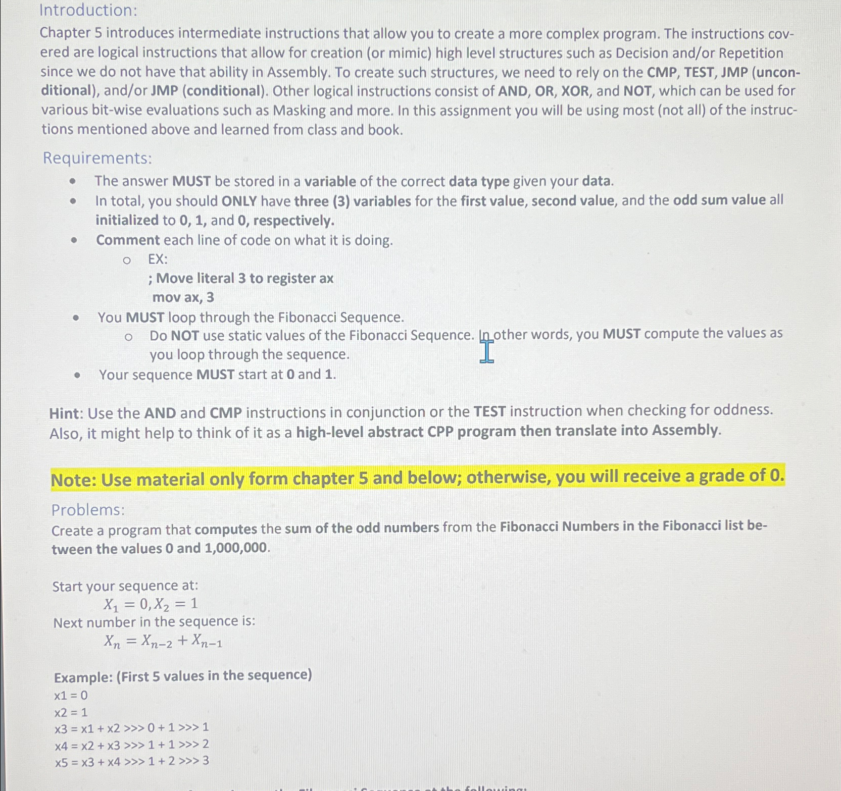 In Masm must use while loop and if statement to