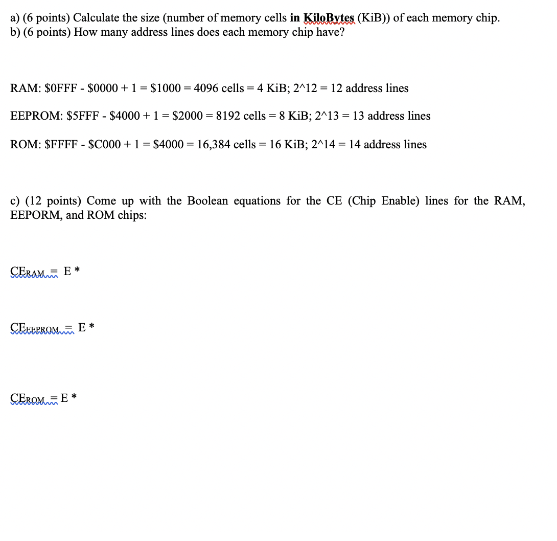 a ) ( 6 points ) Calculate the size ( number of