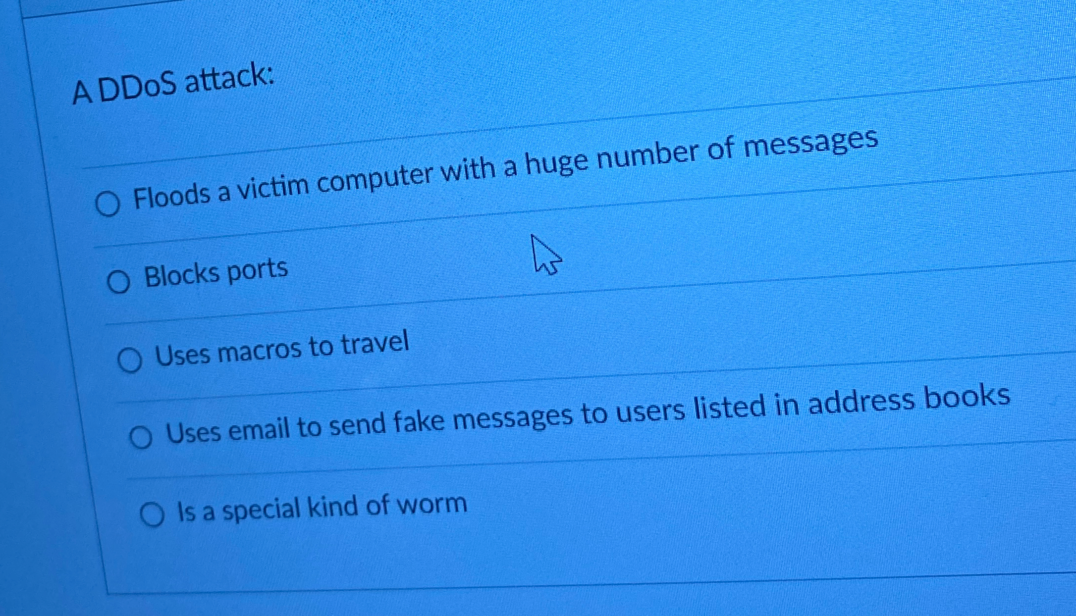 ADDoS attack: Floods a victim computer with a