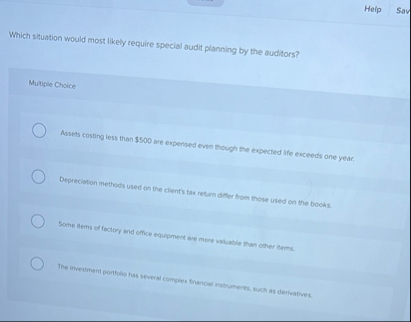 Help Say Which situation would most likely