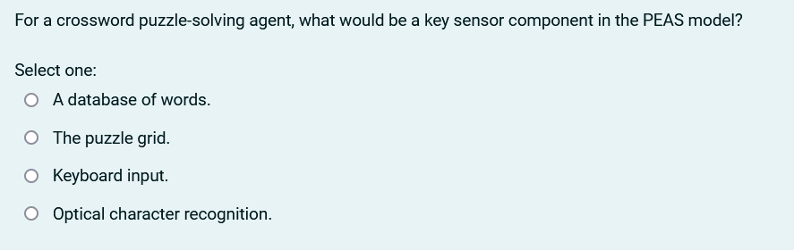 For a crossword puzzle - solving agent, what