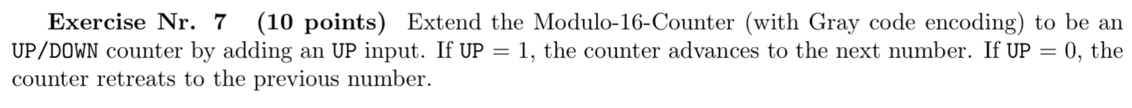 Exercise Nr . 7 ( 1 0 points ) Extend the Modulo