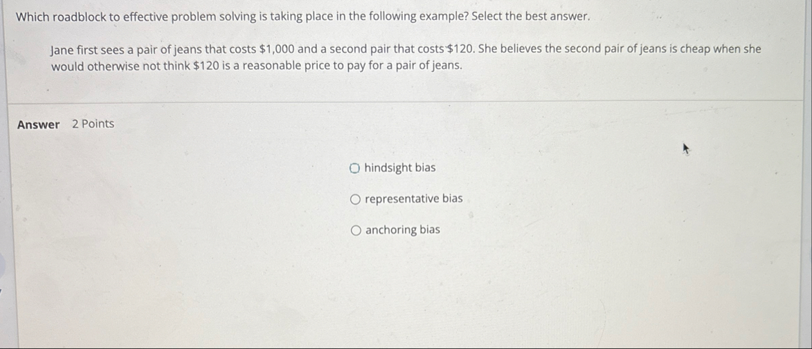 Which roadblock to effective problem solving is