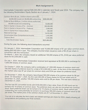 Work Assignment 6 Intermediate Corporation earmed