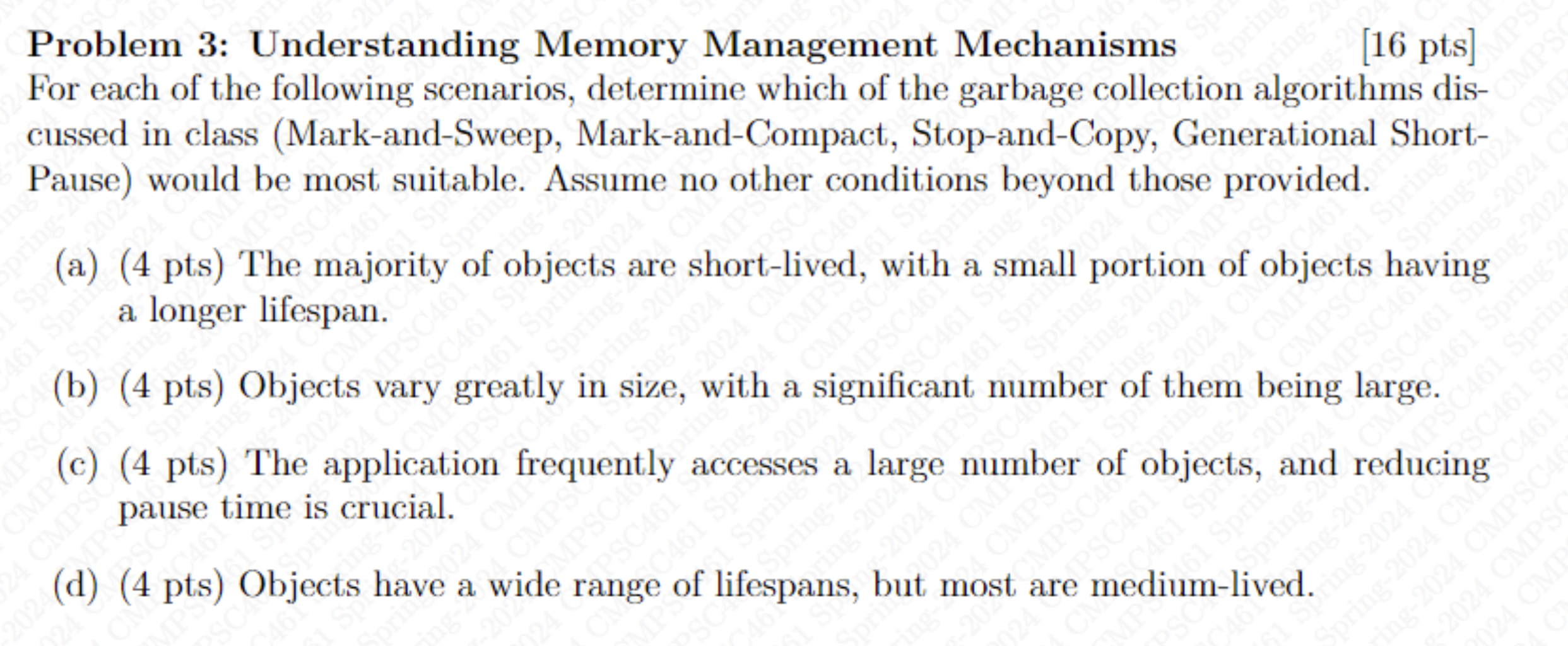 Problem 3 : Understanding Memory Management