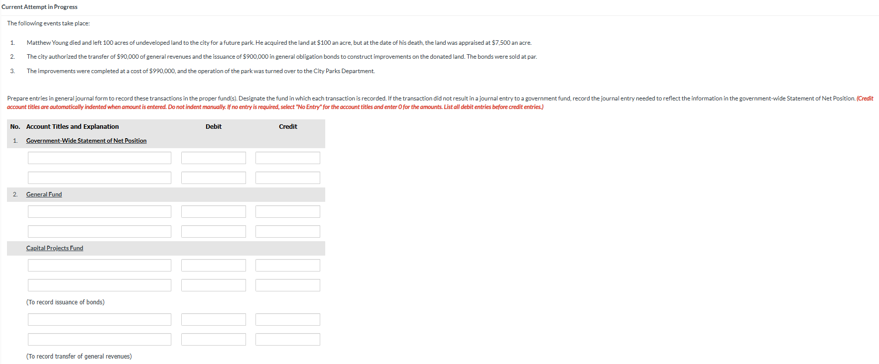 Current Attempt in Progress The following events