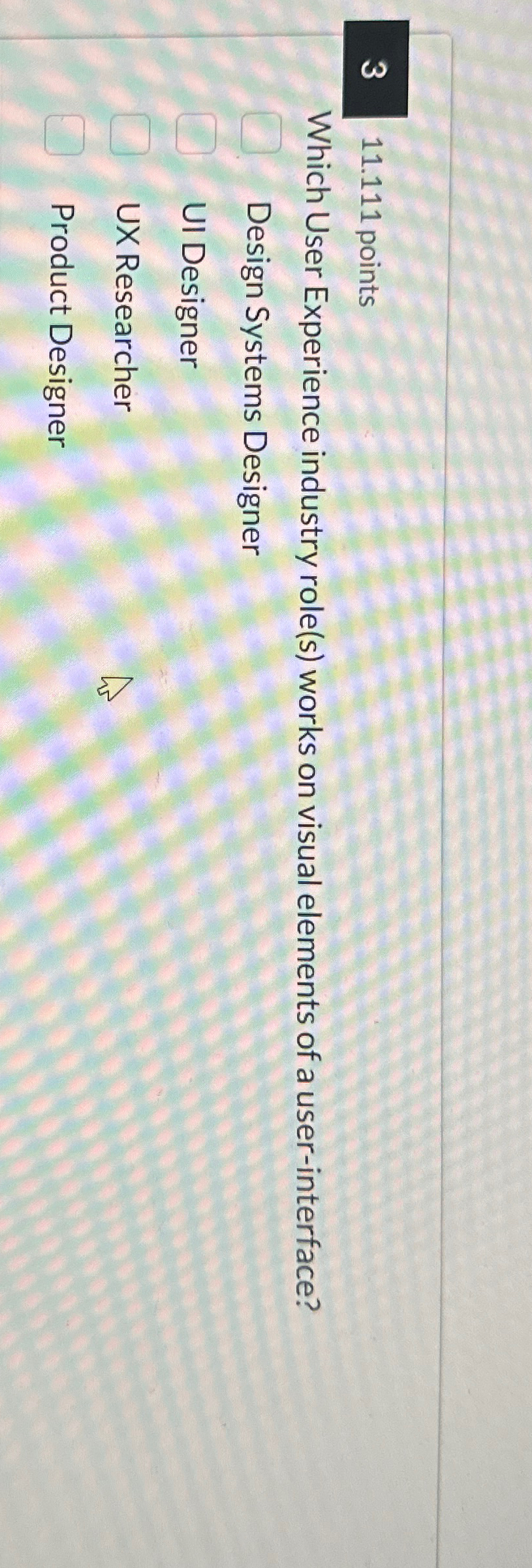 3 1 1 . 1 1 1 points Which User Experience