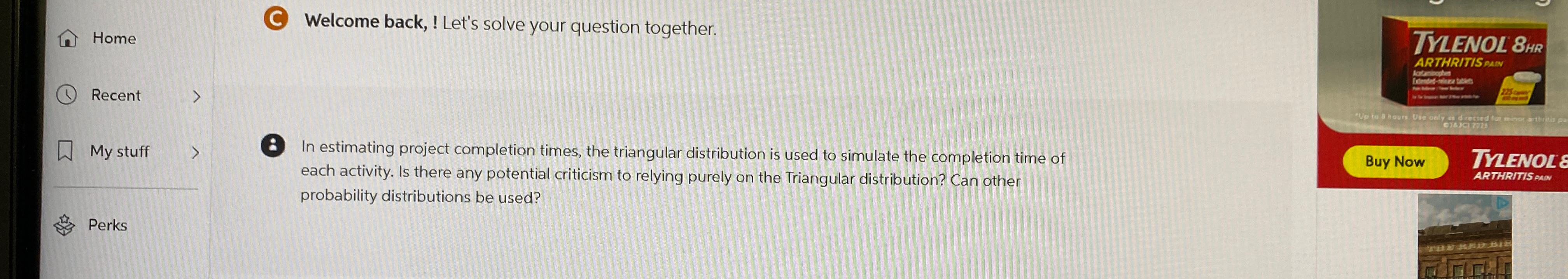 Home C Welcome back, ! Let's solve your question