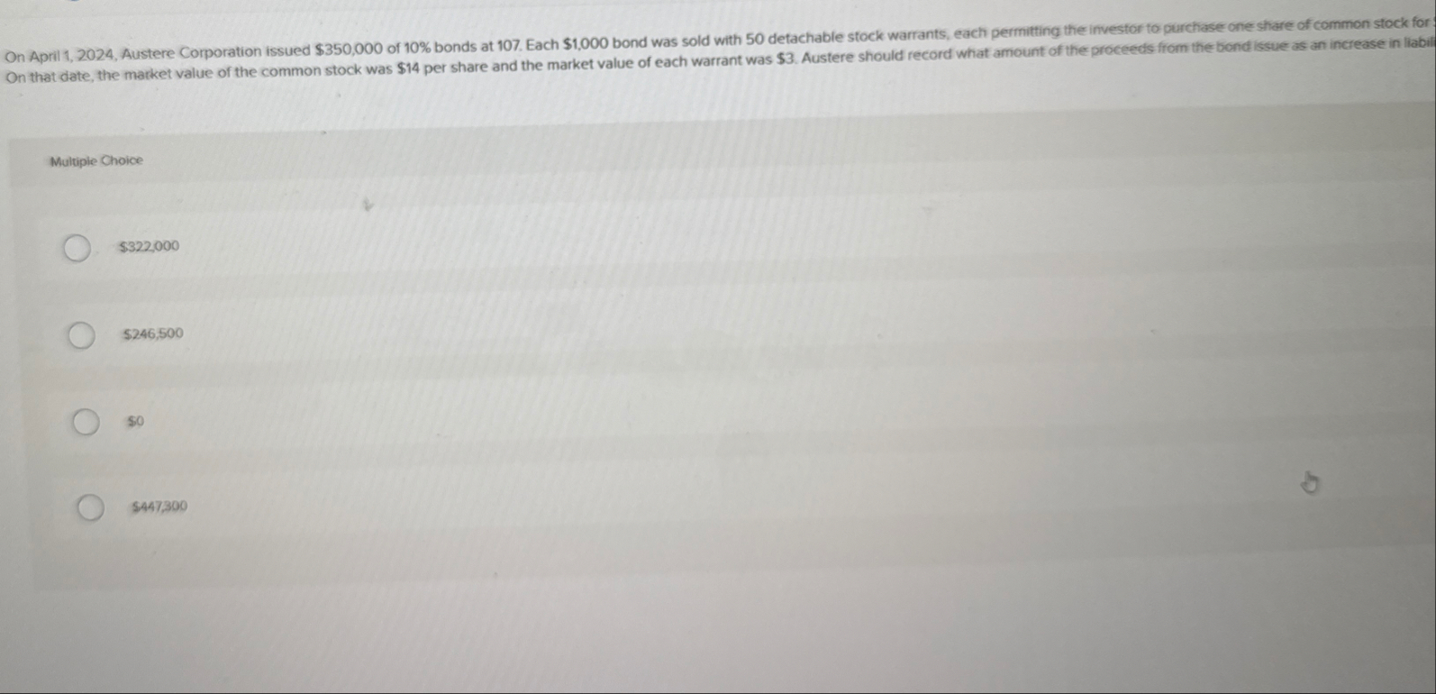 On April 1 , 2 0 2 4 , Austere Corporation issued