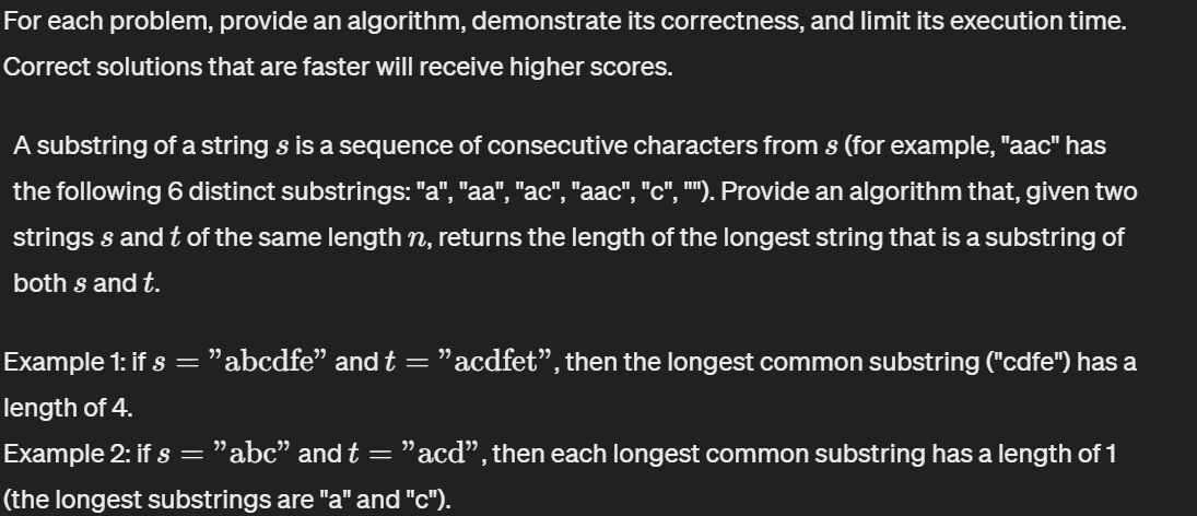 For each problem, provide an algorithm,
