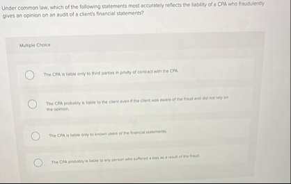 Under common law, which of the following