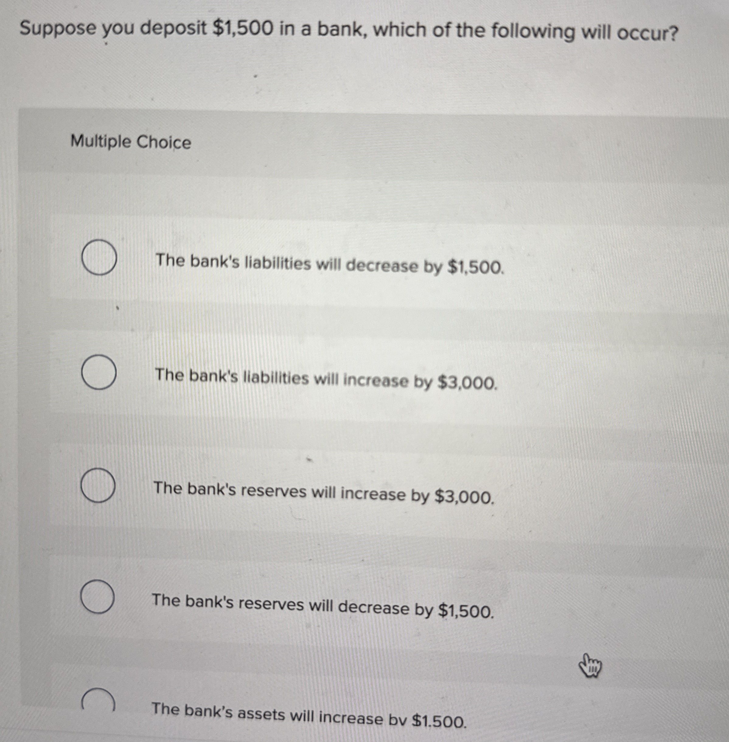 Suppose you deposit $ 1 , 5 0 0 in a bank, which