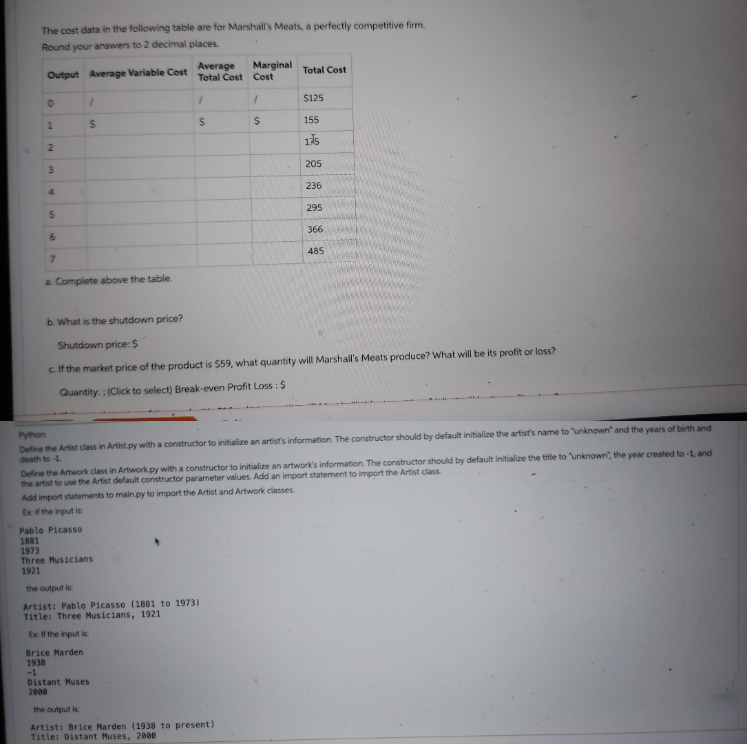cComputer science The cost data in the following