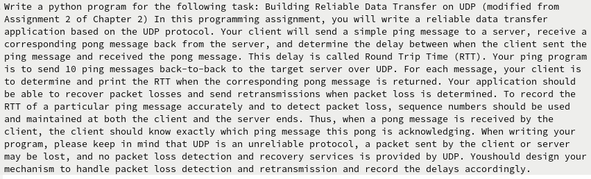 Write a python program for the following task: