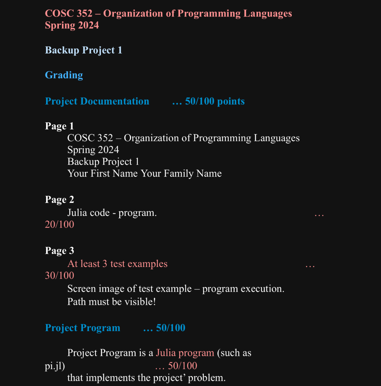 COSC 3 5 2 - Organization of Programming