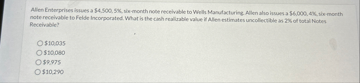Allen Enterprises issues a $ 4 , 5 0 0 , 5 % ,