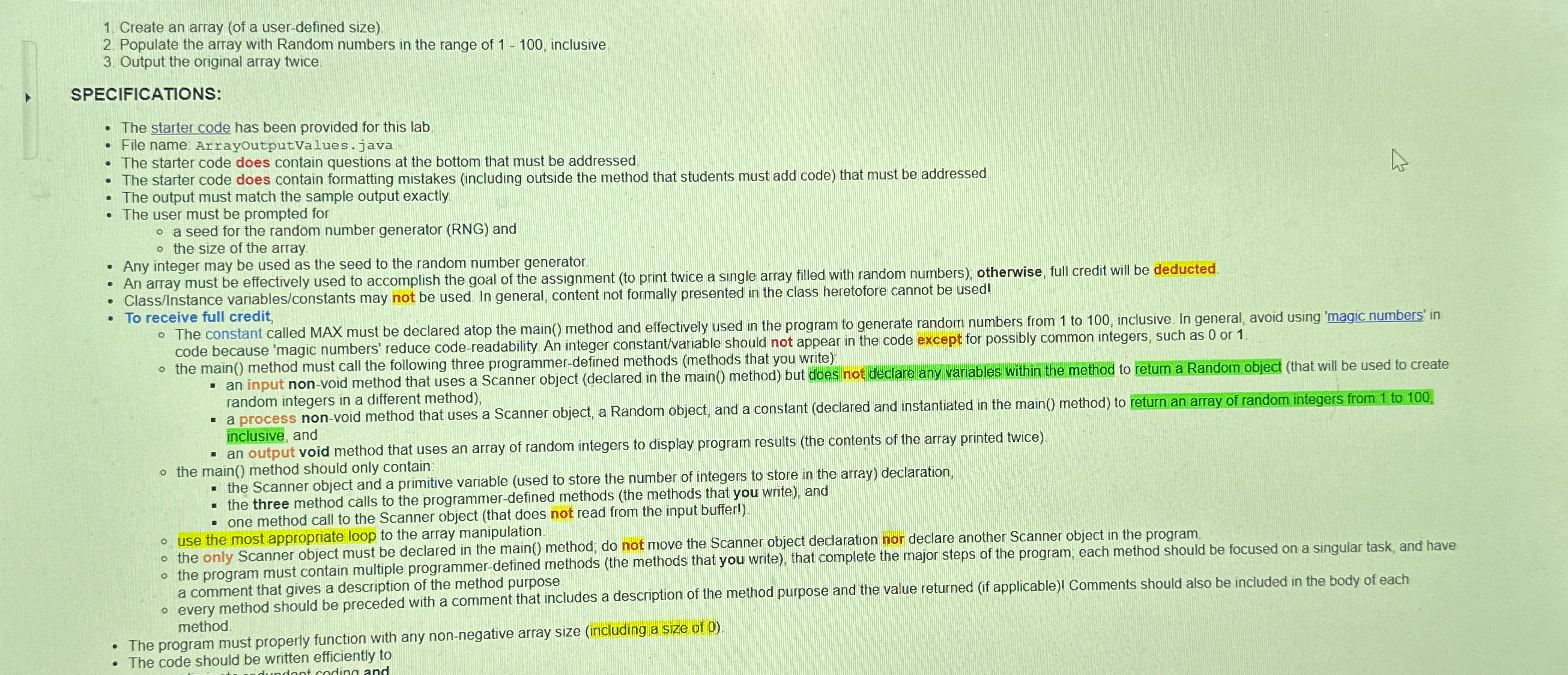 Create an array ( of a user - defined size )
