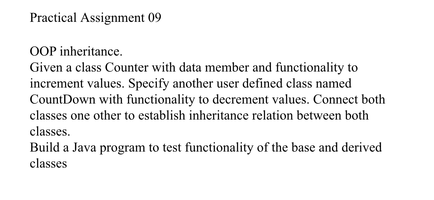 Practical Assignment 0 9 OOP inheritance. Given a