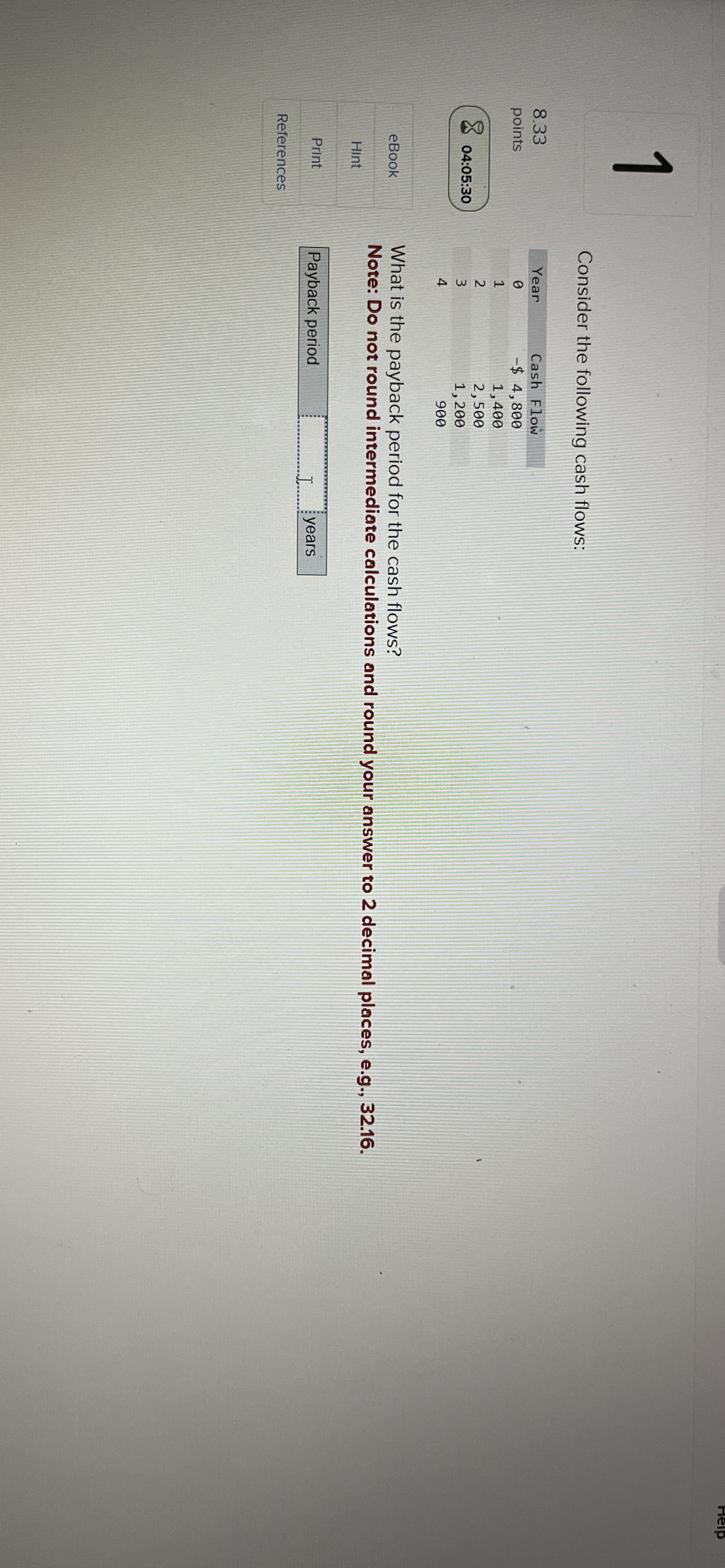 1 Consider the following cash flows: \ table [ [
