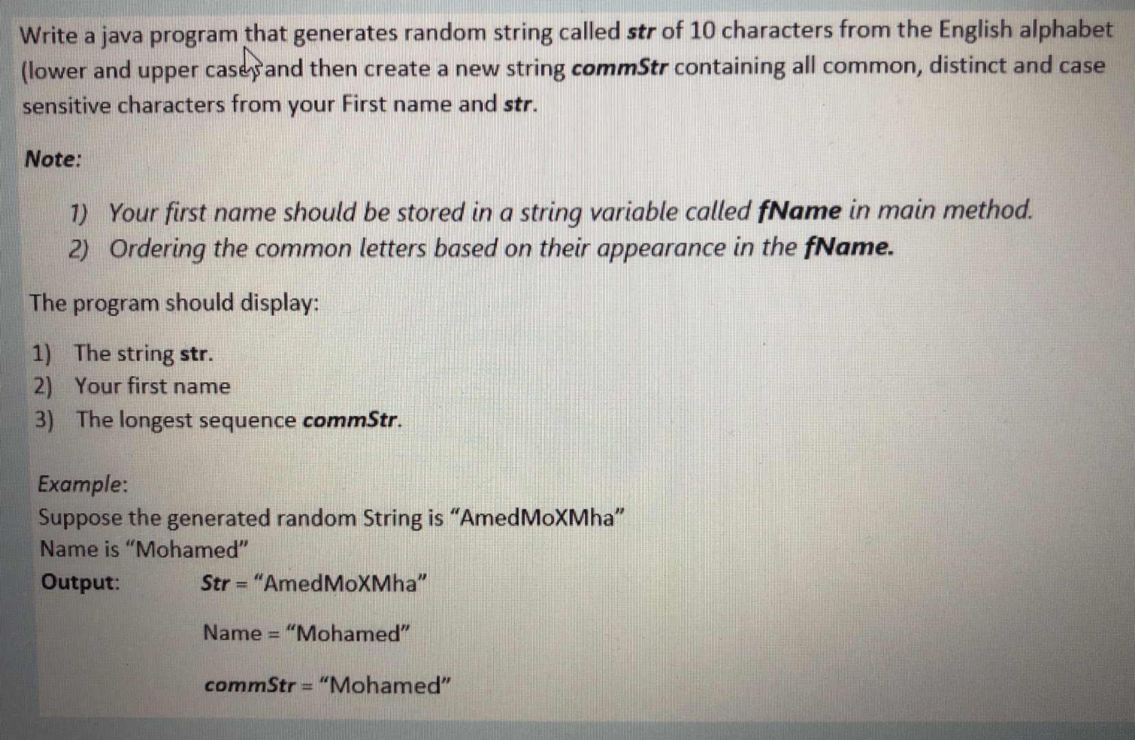 without using String builder Write a java program