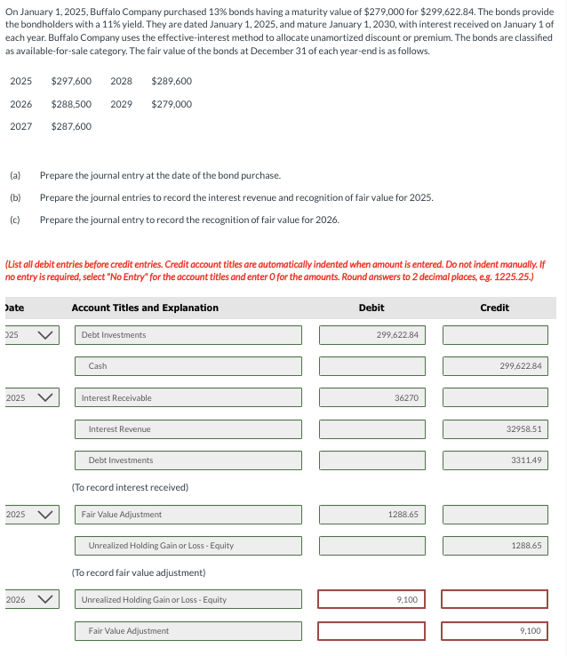 On January 1 , 2 0 2 5 , Buffalo Company