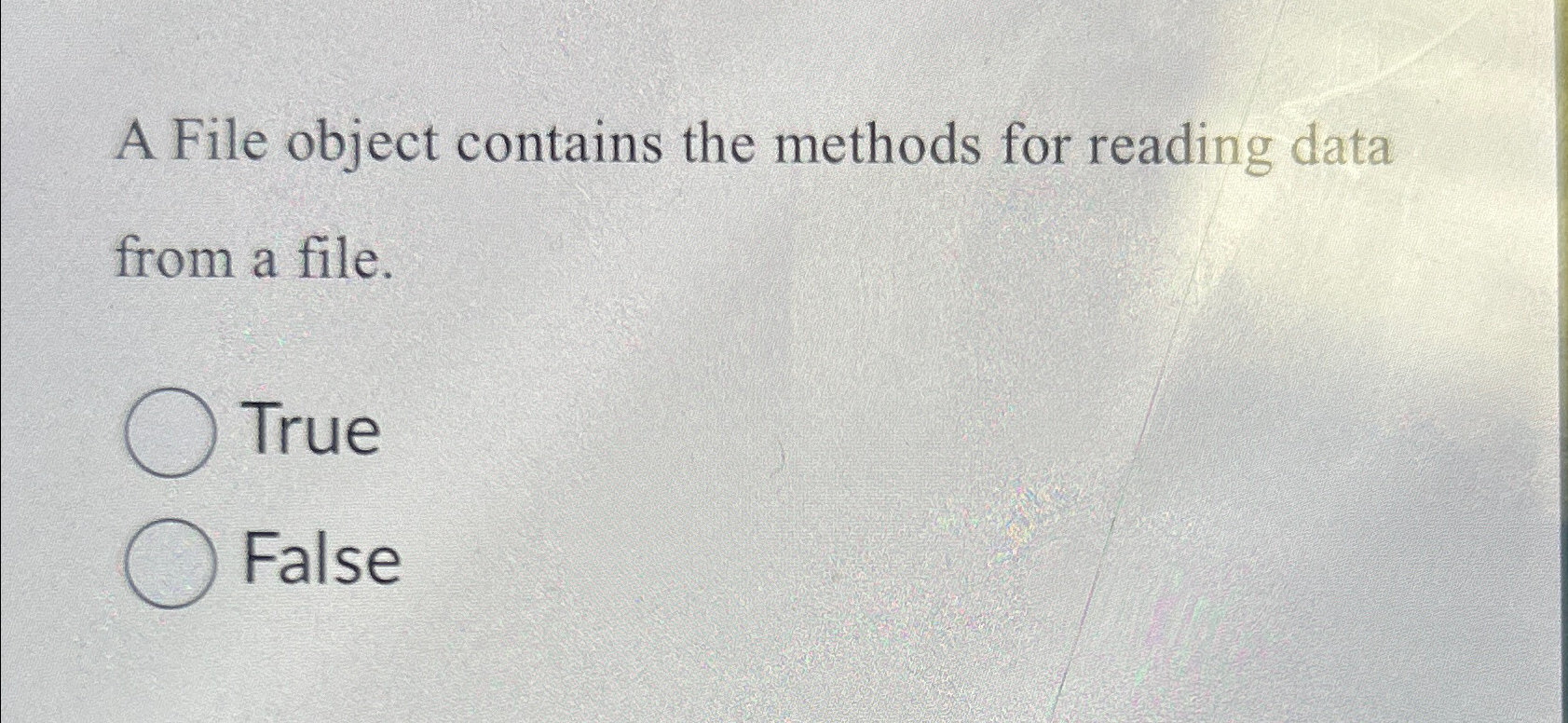 A File object contains the methods for reading