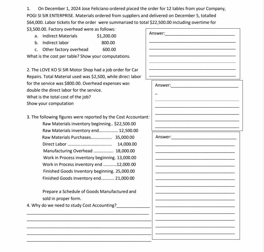 1 . On December 1 , 2 0 2 4 Jose Feliciano