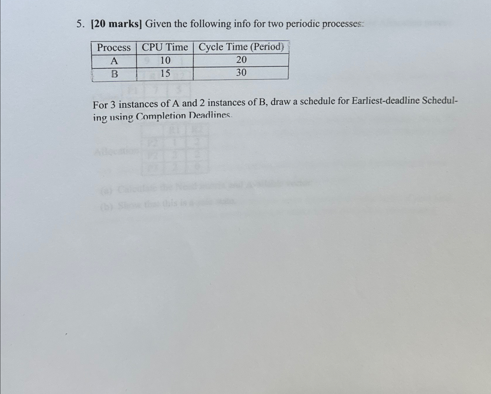 [ 2 0 marks ] Given the following info for two