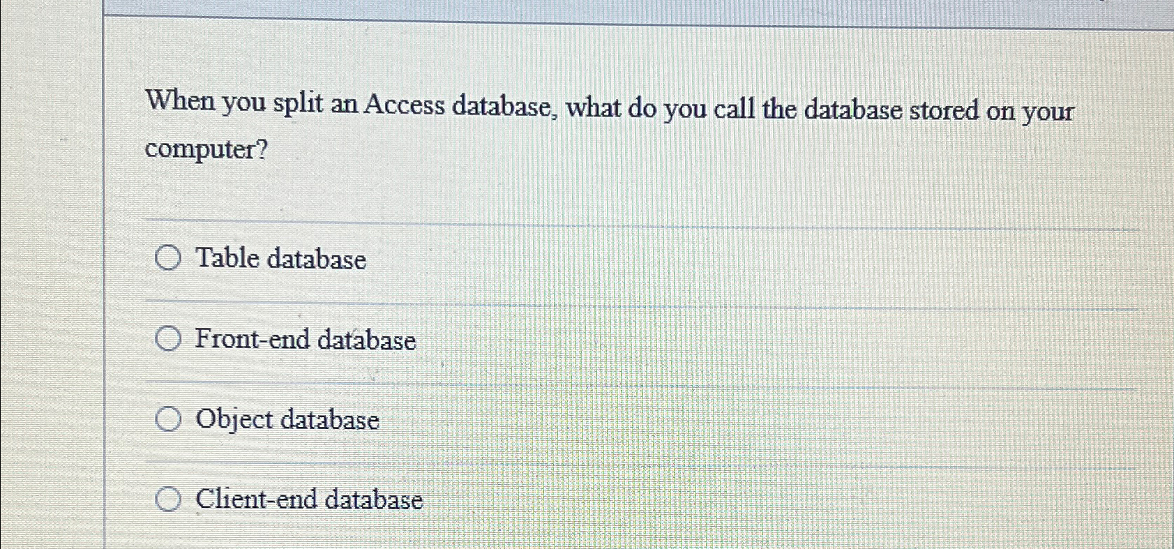 When you split an Access database, what do you