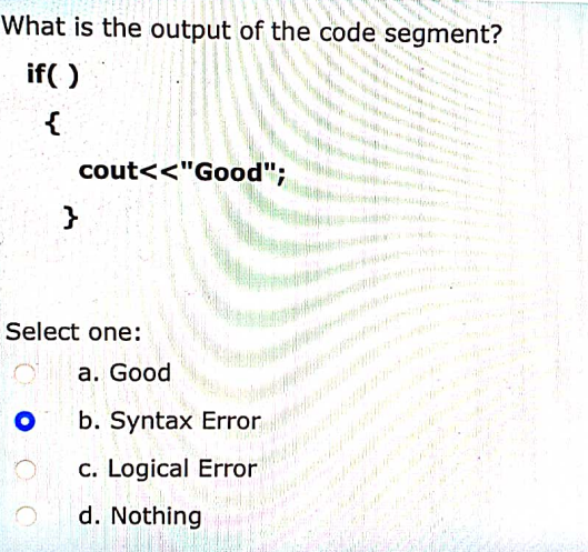 What is the output of the code segment? Select