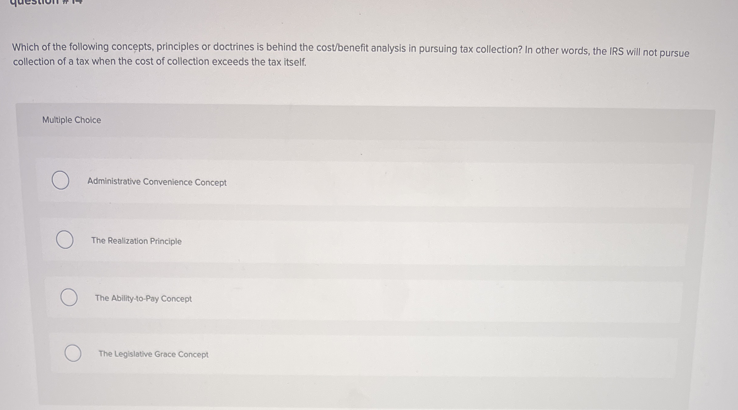 Which of the following concepts, principles or