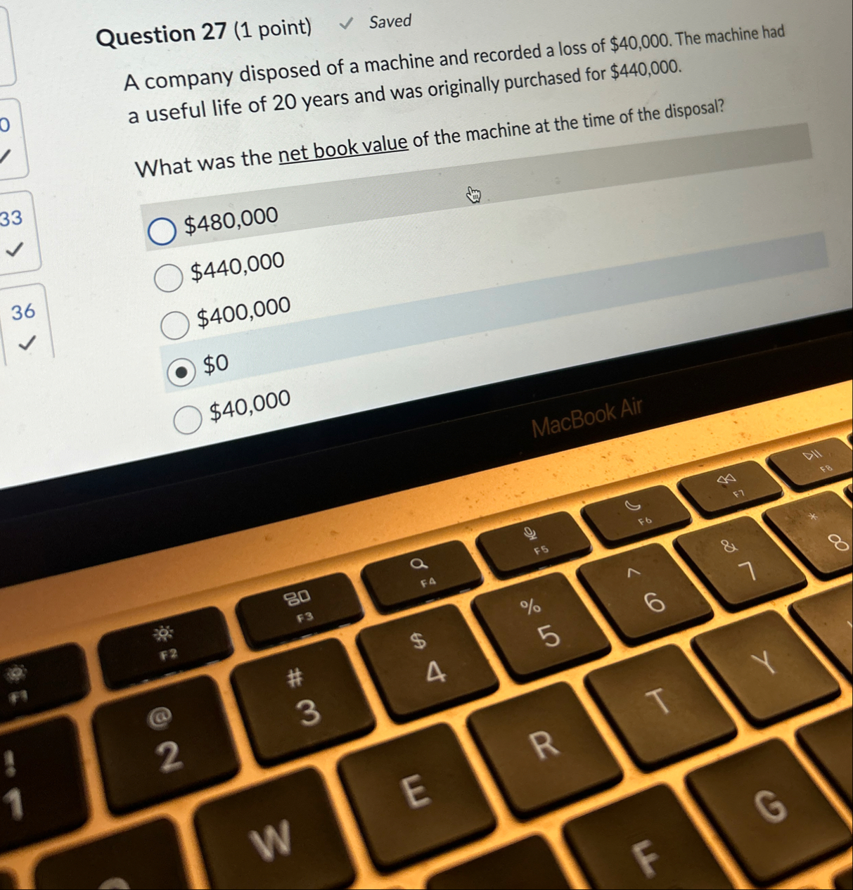 Question 2 7 ( 1 point ) Saved A company disposed