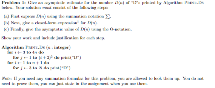Please explain and show all workProblem 1 : Give