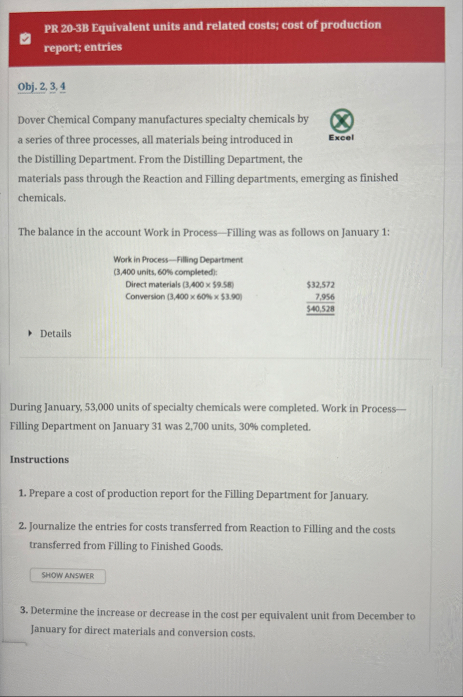 PR 2 0 - 3 B Equivalent units and related costs;