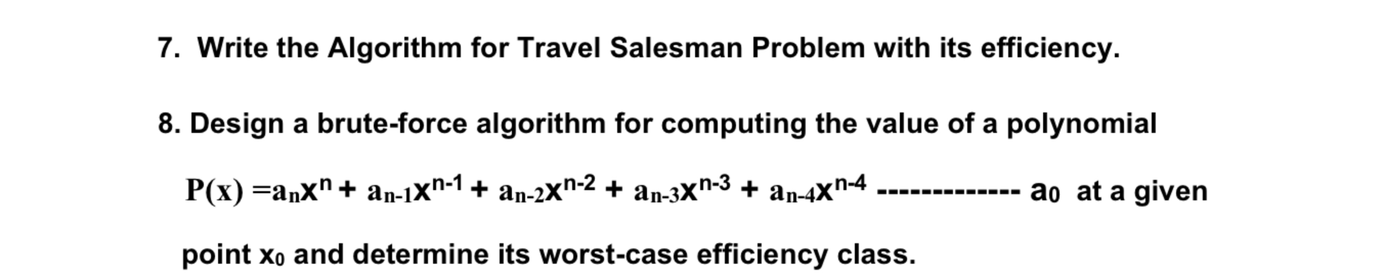 Write the Algorithm for Travel Salesman Problem