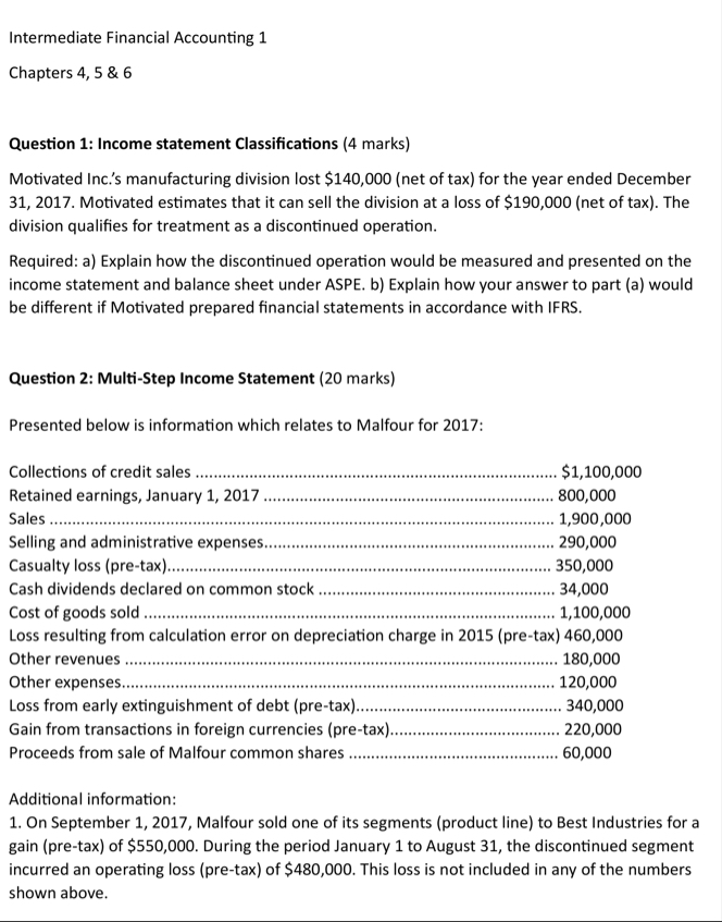 Intermediate Financial Accounting 1 Chapters 4 ,