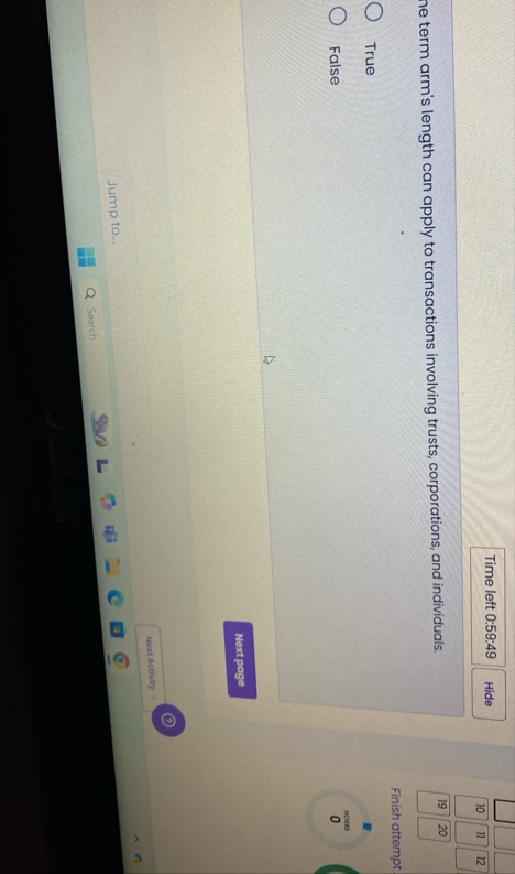 Time left 0 : 5 9 : 4 9 he term arm's length can