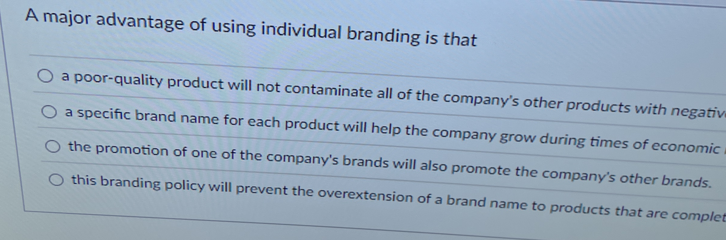 A major advantage of using individual branding is