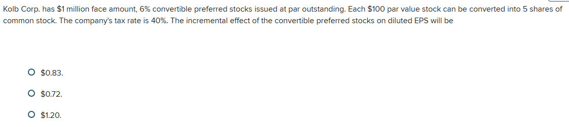 Kolb Corp. has \ ( \ $ 1 \ ) million face amount,