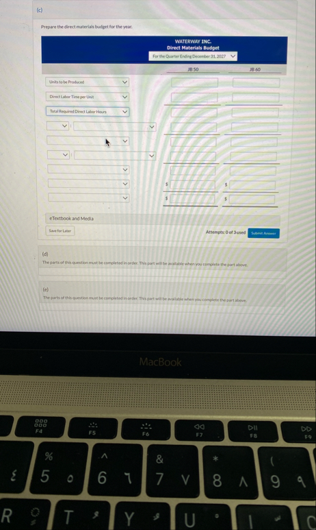 ( c ) Prepare the direct materiali budget for the