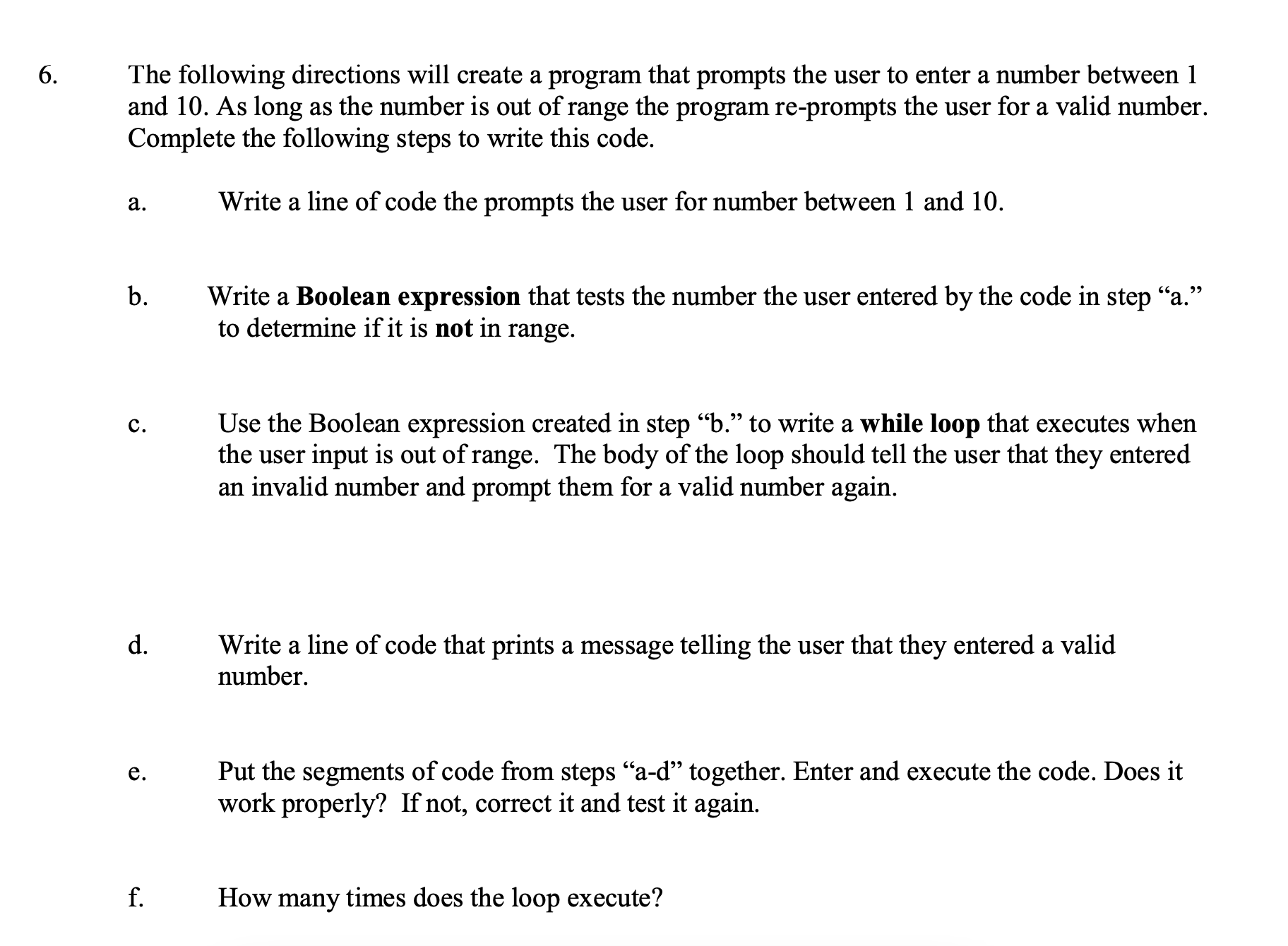 The following directions will create a program