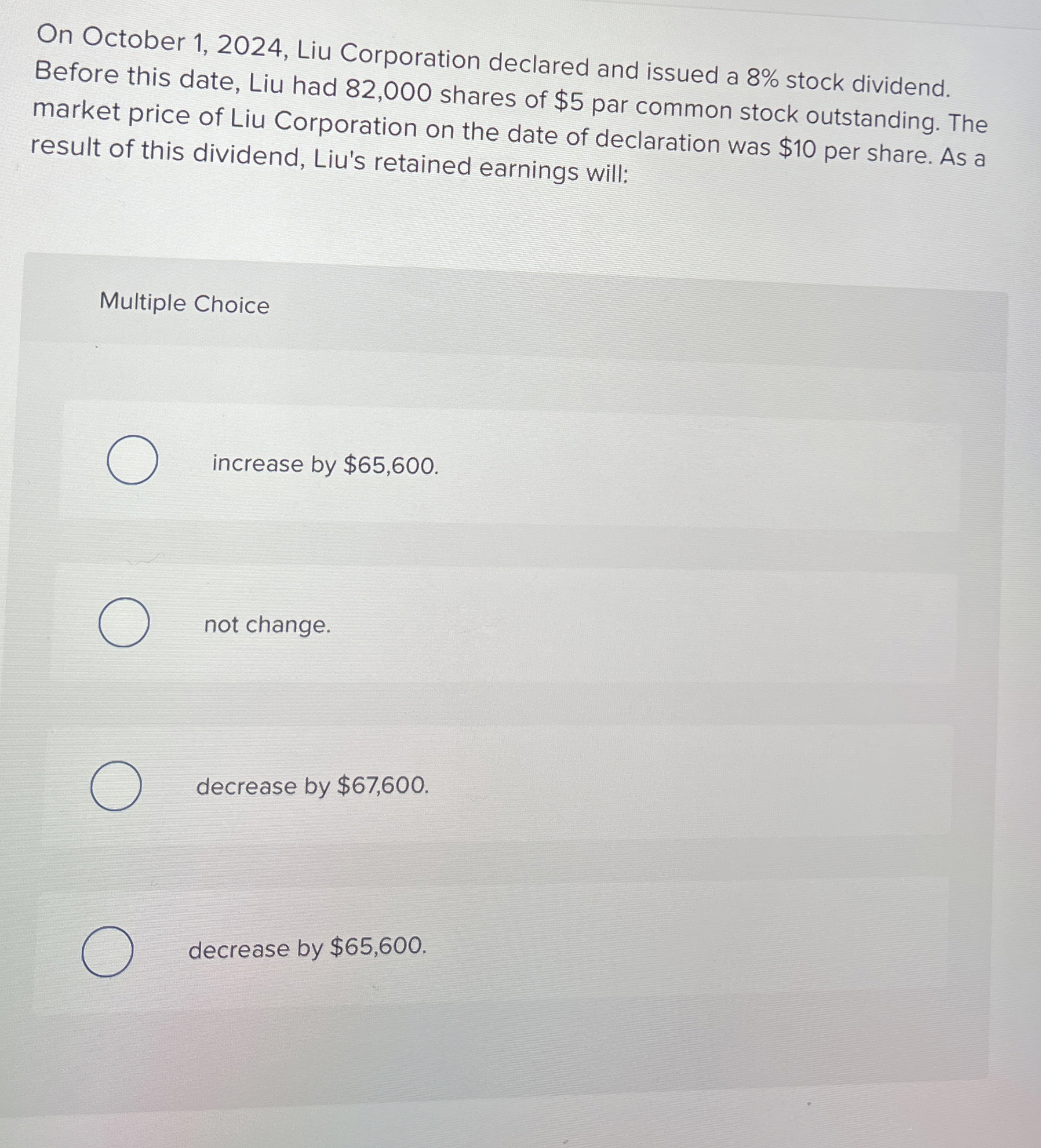 On October 1 , 2 0 2 4 , Liu Corporation declared