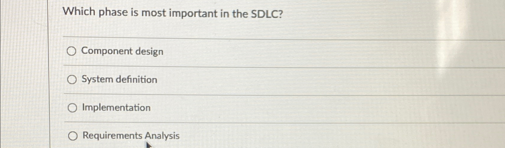 Which phase is most important in the SDLC ?